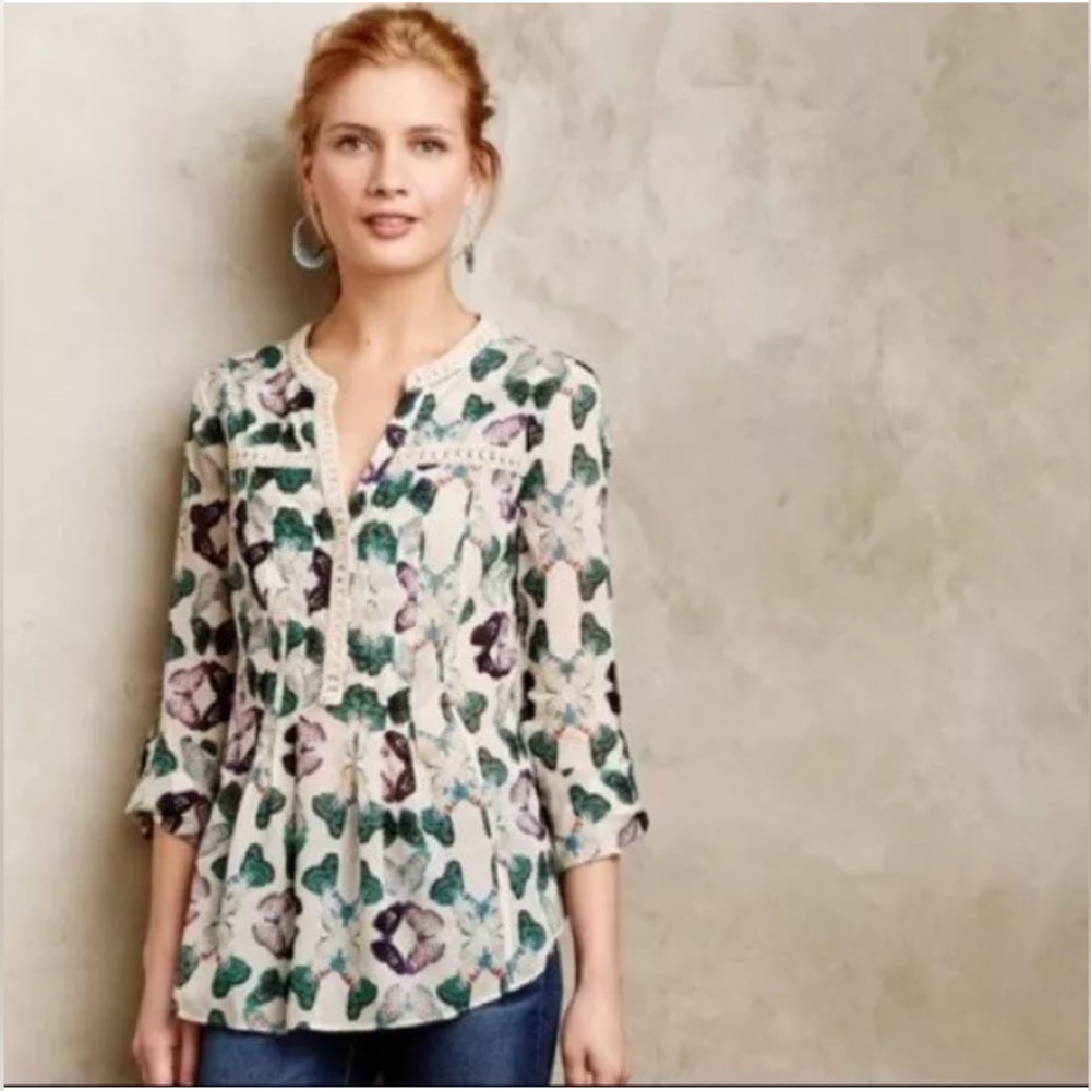 MAEVE by ANTHROPOLOGIE Abella Pintuck Blouse